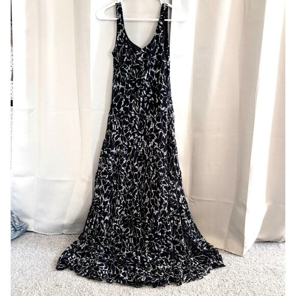 Vtg Nine West Y2K Dress Size 8 Floral Sheer Maxi Lined Tier Dark Romantic 18840 - Picture 1 of 9